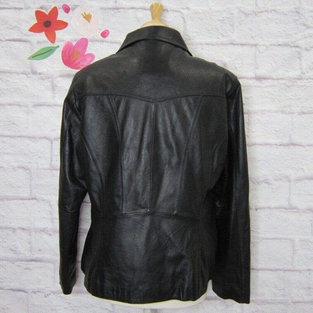Wilsons Leather Maxima Black Genuine Leather Zip Fitted Moto Jacket, Women’s XL - Picture 3 of 9